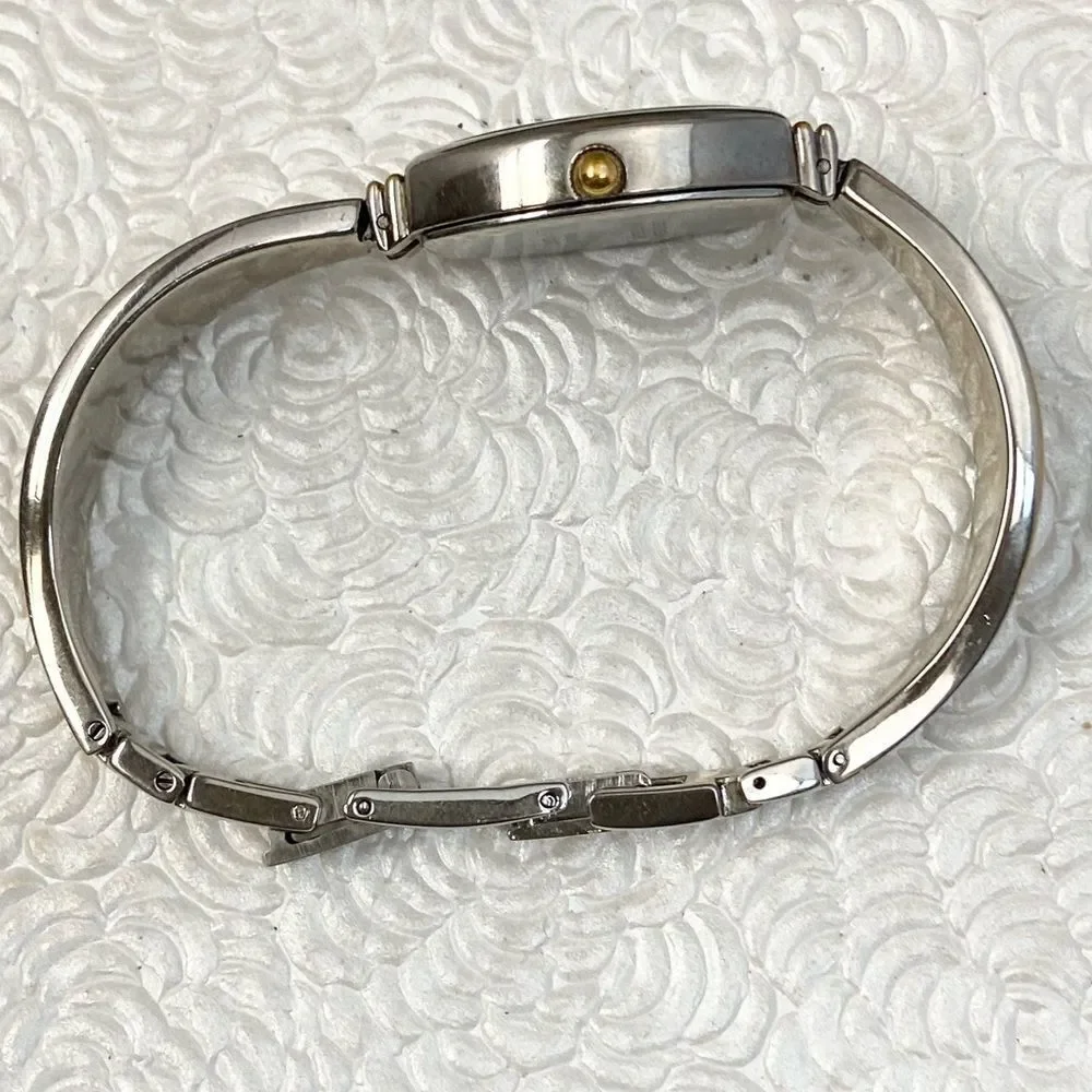 Anne Klein Two-Tone Tonneau Case Bracelet Watch Textured Dial Roman Numerals